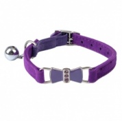 Purple Diamante Bow Velvet Cat Collar